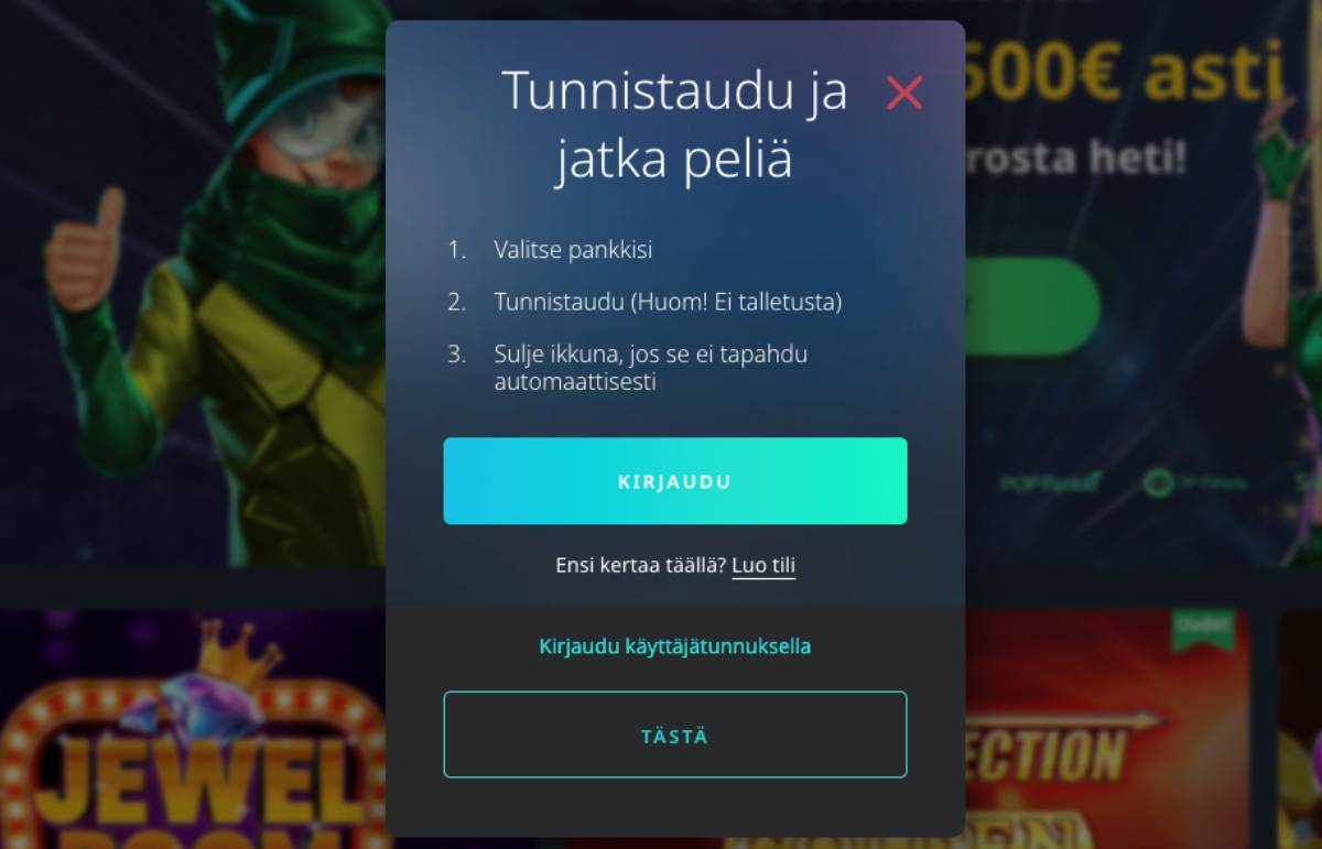 Näin avaat pelitilin Buran Casinolla